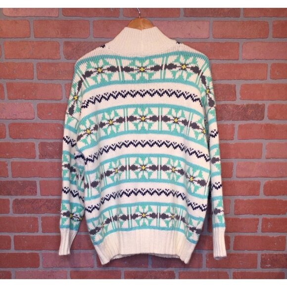American Eagle Chunky Oversized Sweater Womens Fair Isle Snowflake Size S - Picture 3 of 9